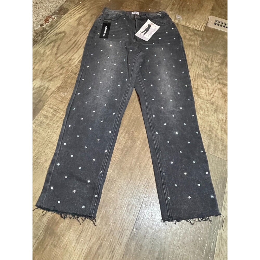 Simple Society Jeans Womens Size 3/26 Black White Polka Dots Super High Rise